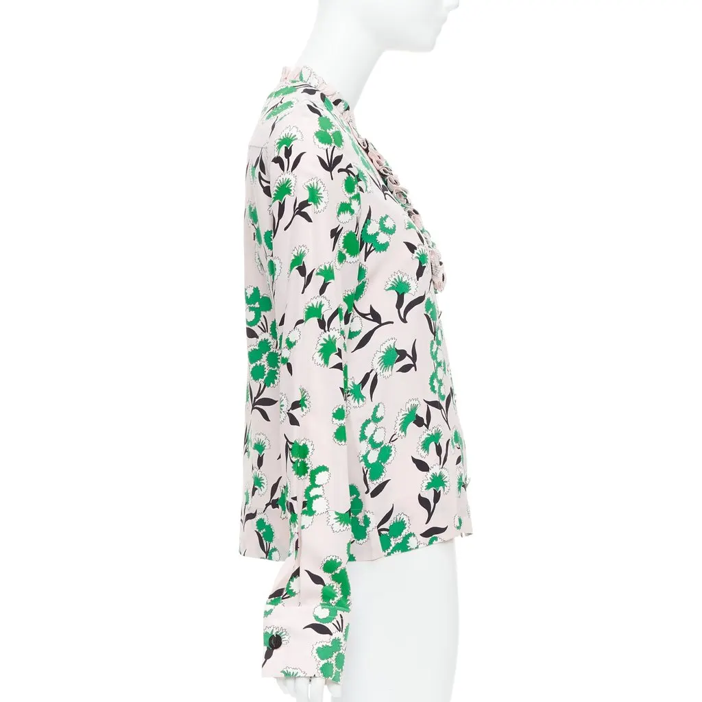 Marni Floral Ruffle Top Pink Silk Never worn - Model View