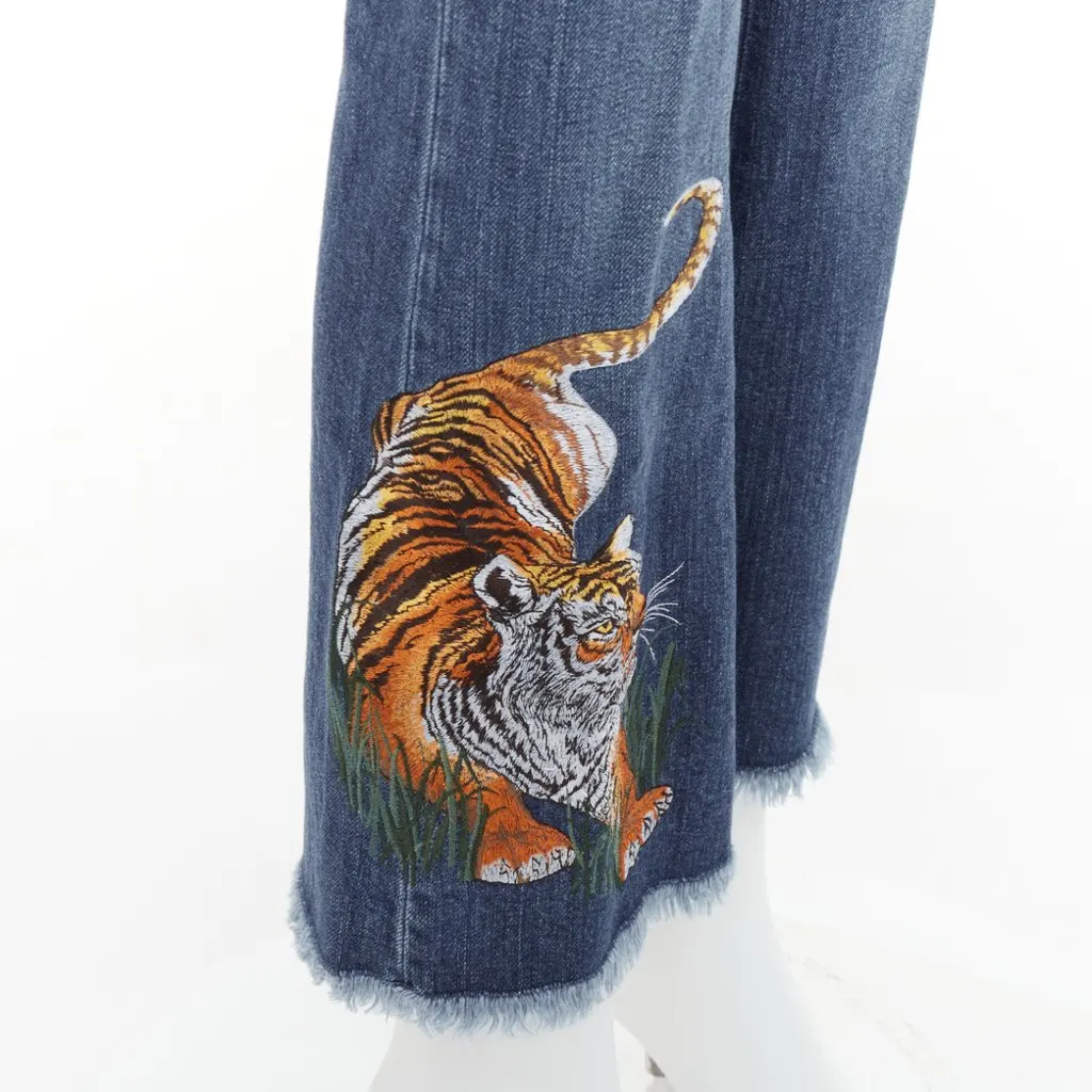 Stella McCartney Tiger Embroidery Jeans Blue Cotton Good - Back View