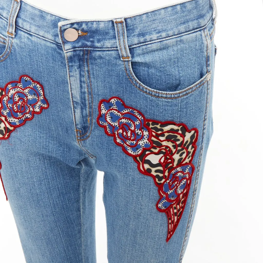 Stella McCartney Floral Patch Jeans Blue Cotton Good - Back View