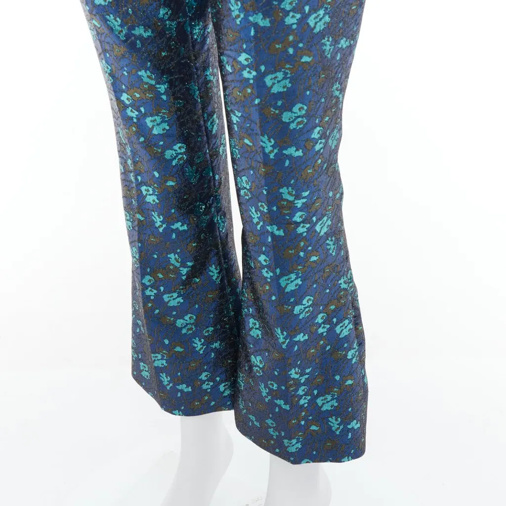 Prada Floral Brocade Pants Blue Polyester Good - Back View