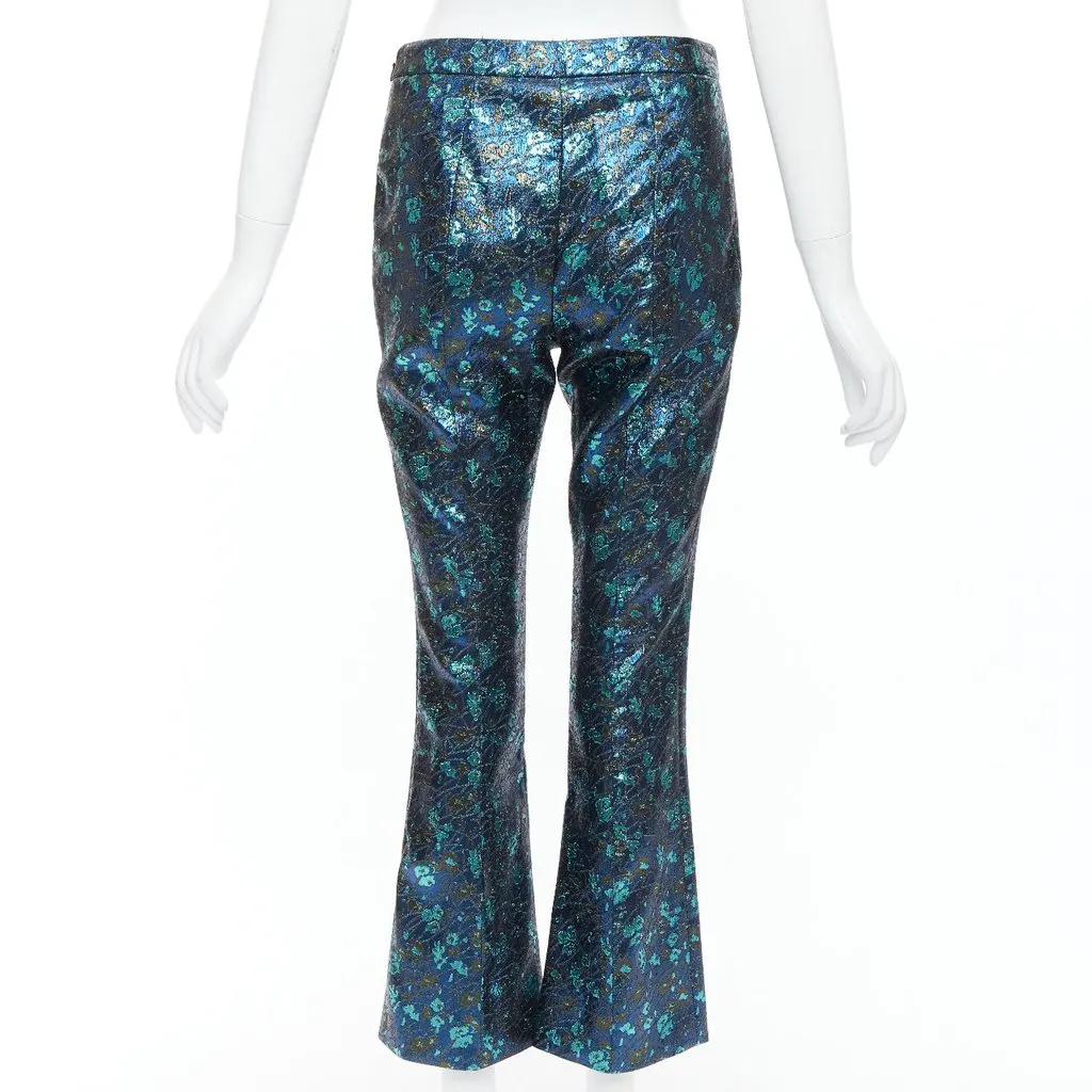 Prada Floral Brocade Pants Blue Polyester Good - Box View