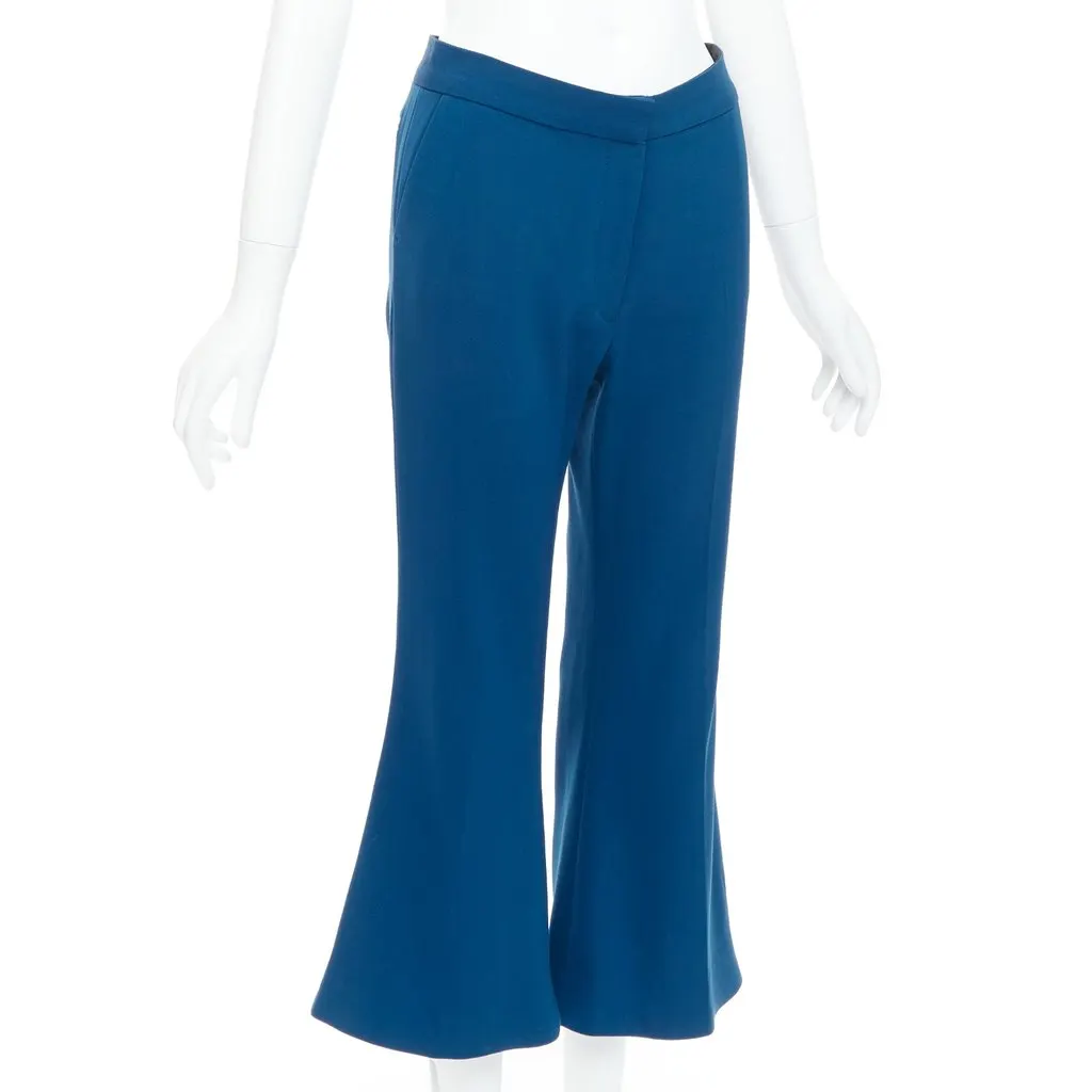 Stella McCartney Flare Cropped Pants Blue Wool Fair - Inside View