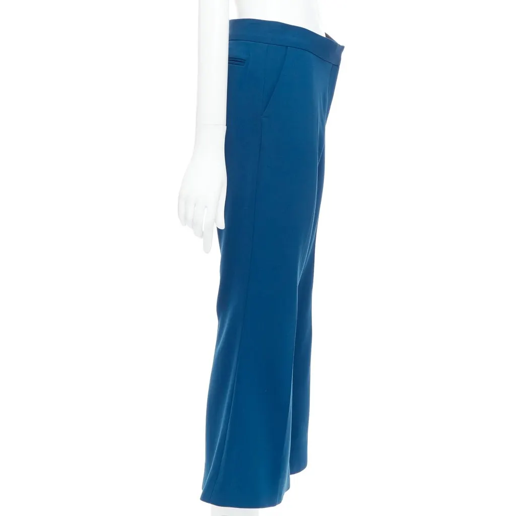 Stella McCartney Flare Cropped Pants Blue Wool Fair - Model View