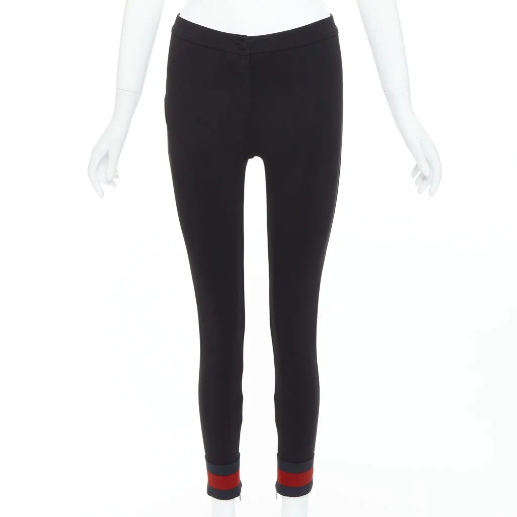 Gucci Web Cuff Pants Black Viscose Very good - Front View