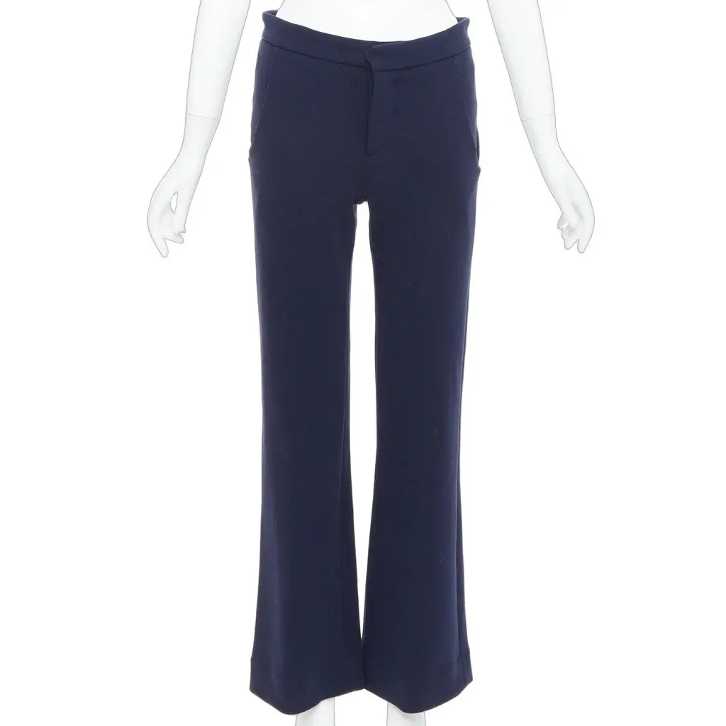 Marni Mid Waist Pants Navy Wool Very good - Front View