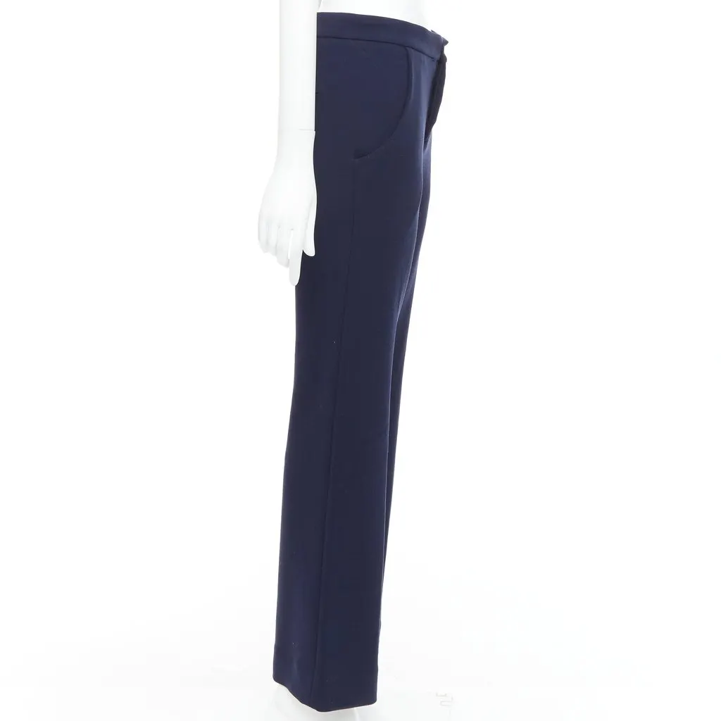 Marni Mid Waist Pants Navy Wool Very good - Model View