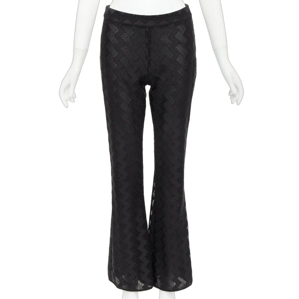 Giambattista Valli Zigzag Lace Pants Black Polyester Never worn - Front View