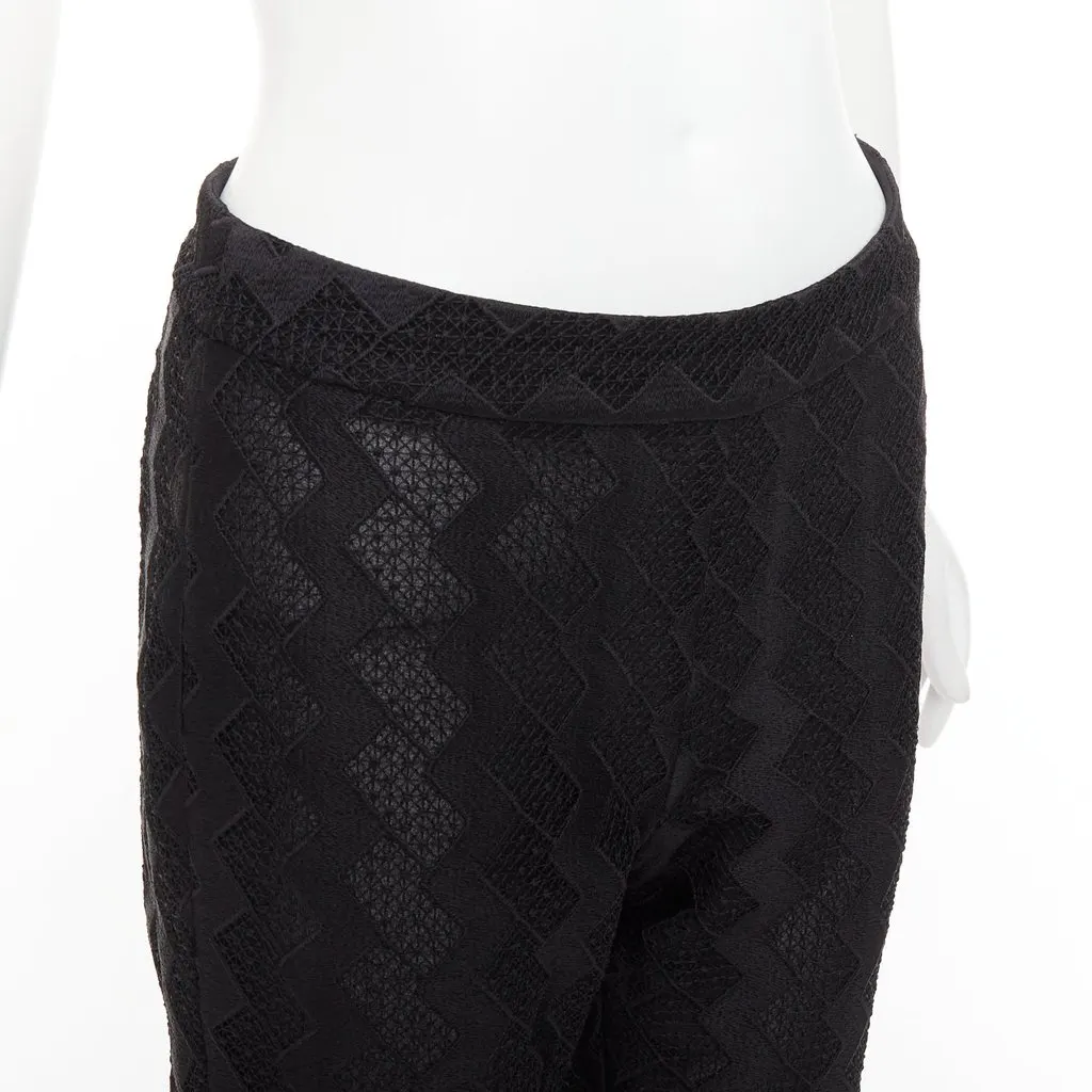 Giambattista Valli Zigzag Lace Pants Black Polyester Never worn - Back View
