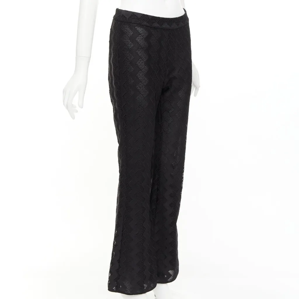 Giambattista Valli Zigzag Lace Pants Black Polyester Never worn - Inside View