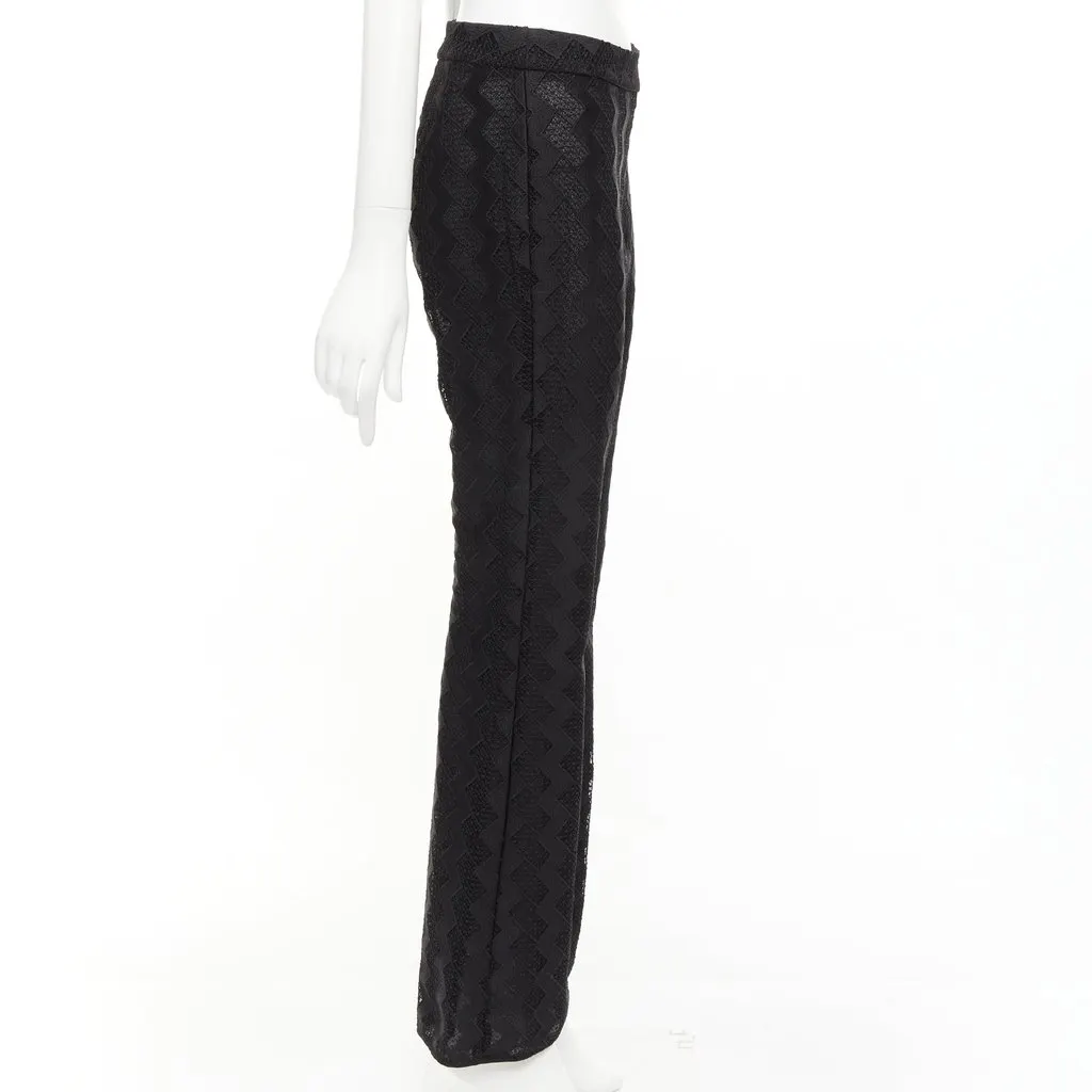 Giambattista Valli Zigzag Lace Pants Black Polyester Never worn - Model View