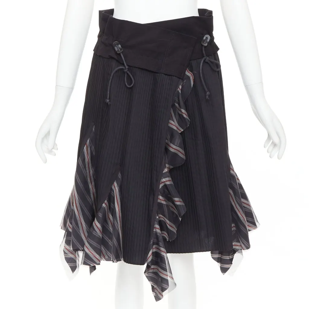 Sacai Black Polyester Skirt Black Polyester Very good - Front View