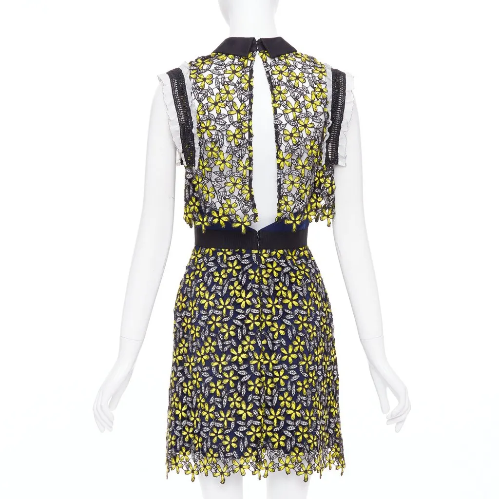 SELF-PORTRAIT Eleina Sculpted Daisy Guipure Dress Yellow Polyester Very good - Model View