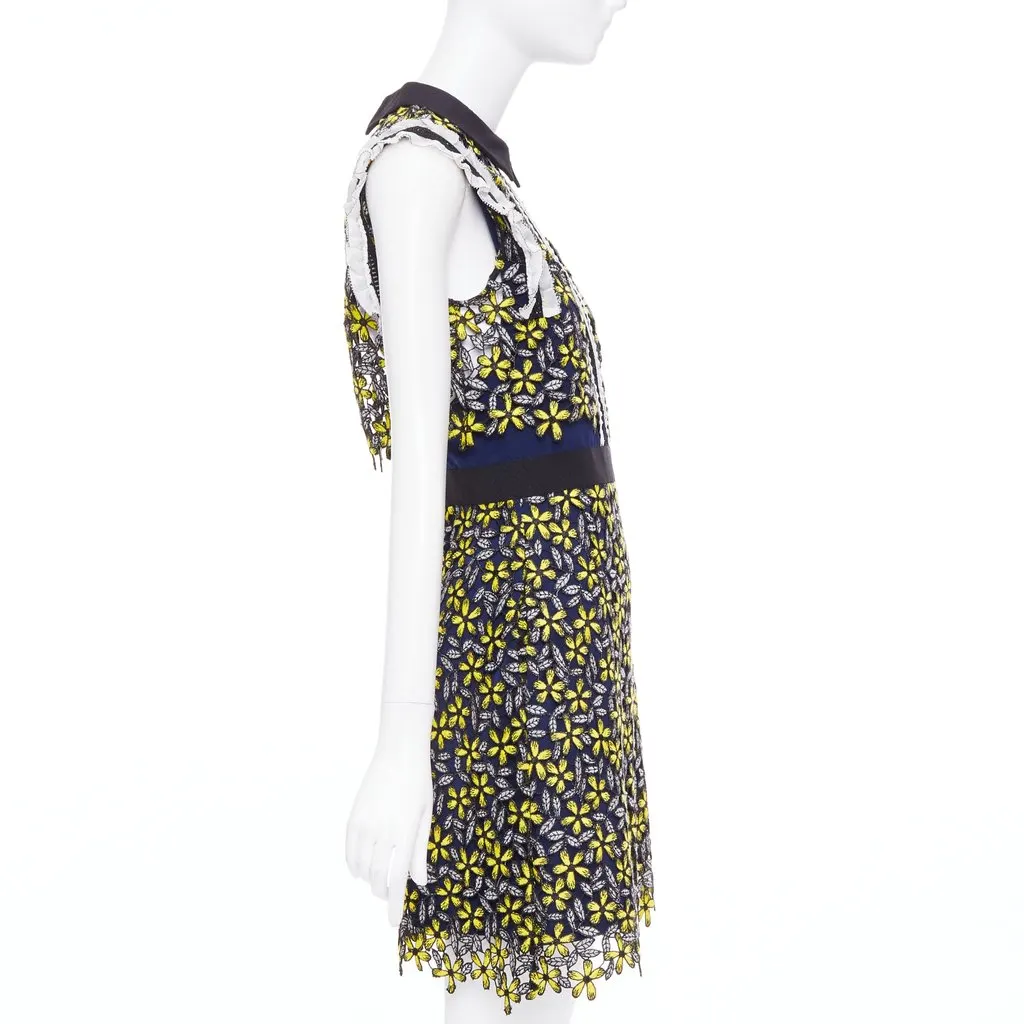 SELF-PORTRAIT Eleina Sculpted Daisy Guipure Dress Yellow Polyester Very good - Box View