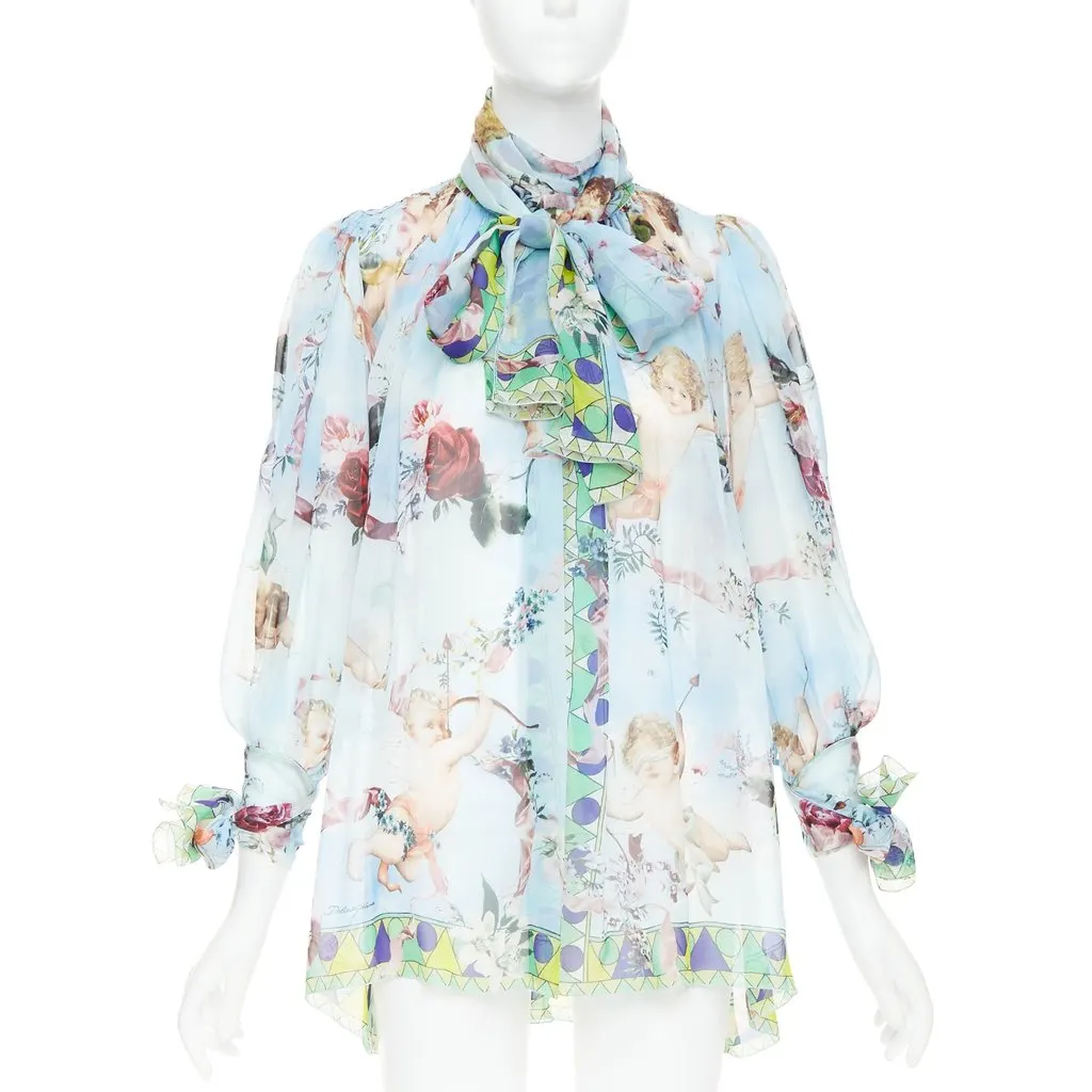 Dolce & Gabbana Blue Silk Top Blue Silk Very good - Front View