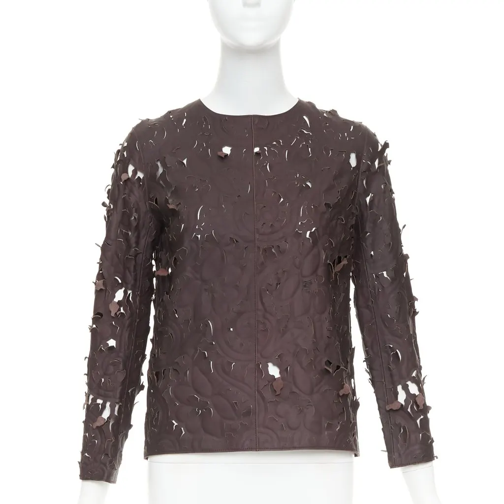 Carven Brown Leather Top Brown Leather Never worn, with tag - Front View