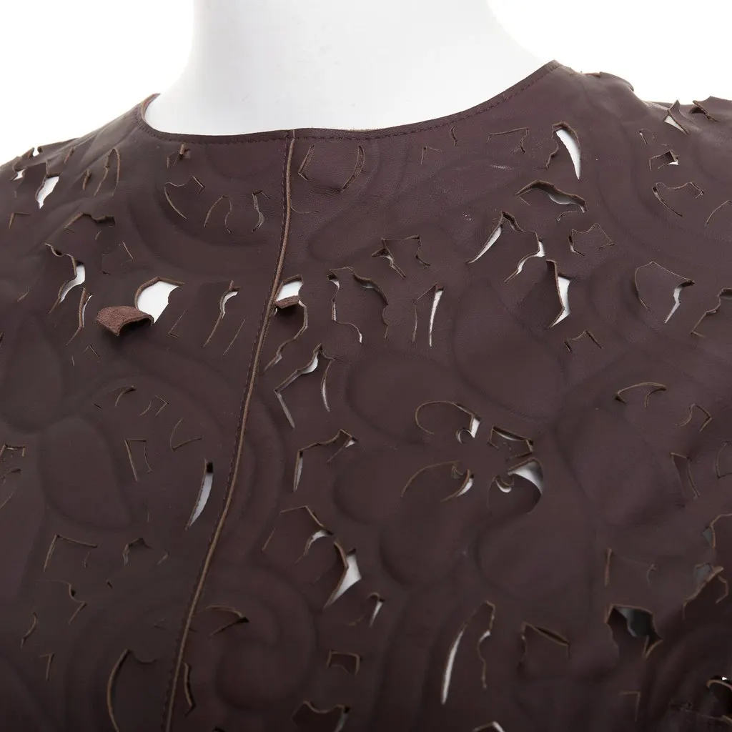 Carven Brown Leather Top Brown Leather Never worn, with tag - Back View