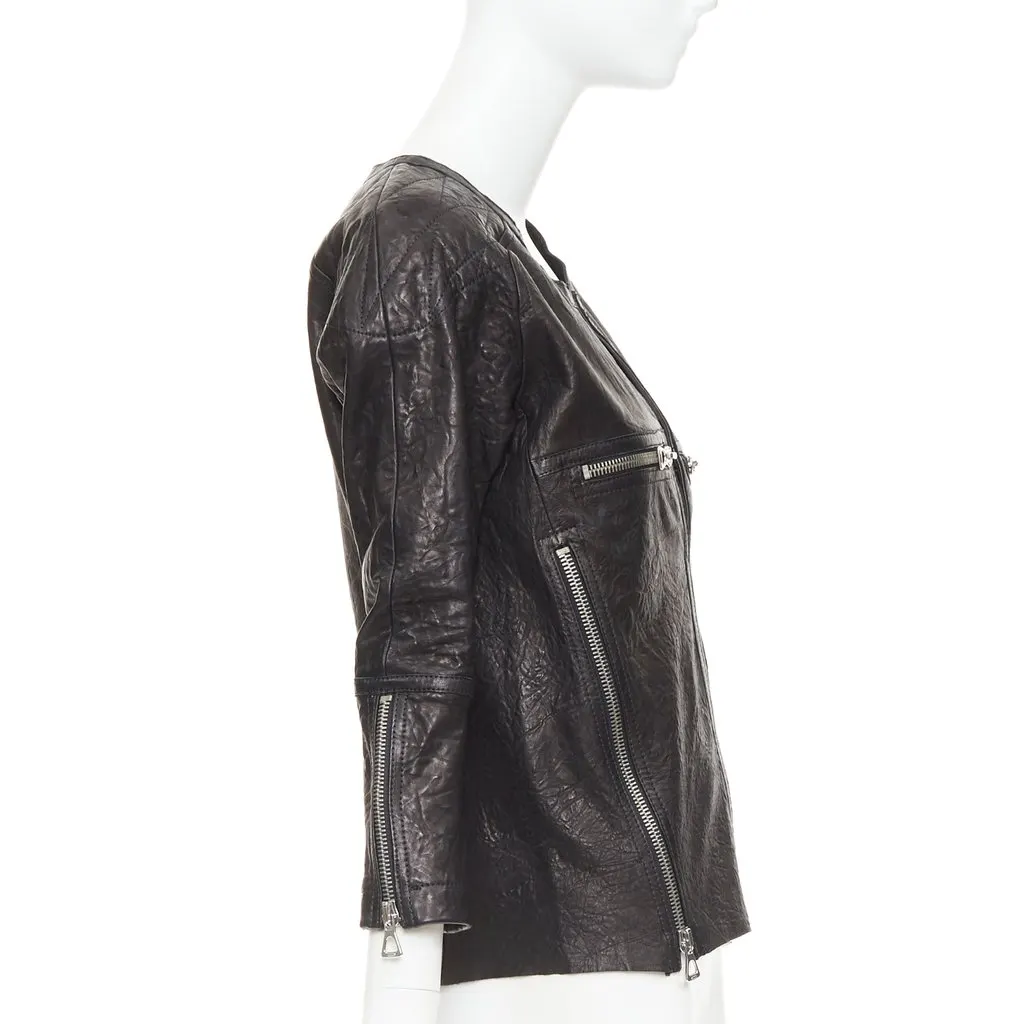 Isabel Marant Black Leather Leather Jacket Black Leather Good - Model View