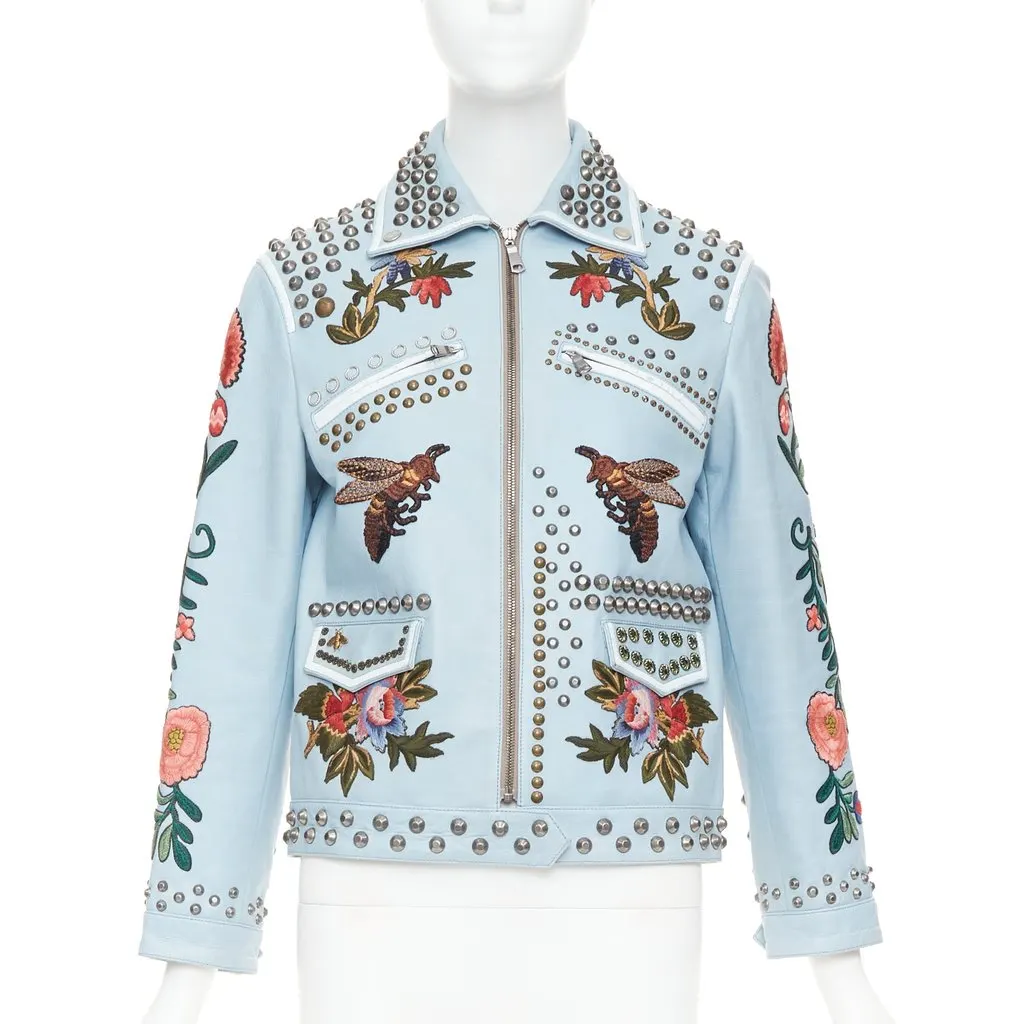 Gucci Blue Leather Leather Jacket Blue Leather Good - Inside View