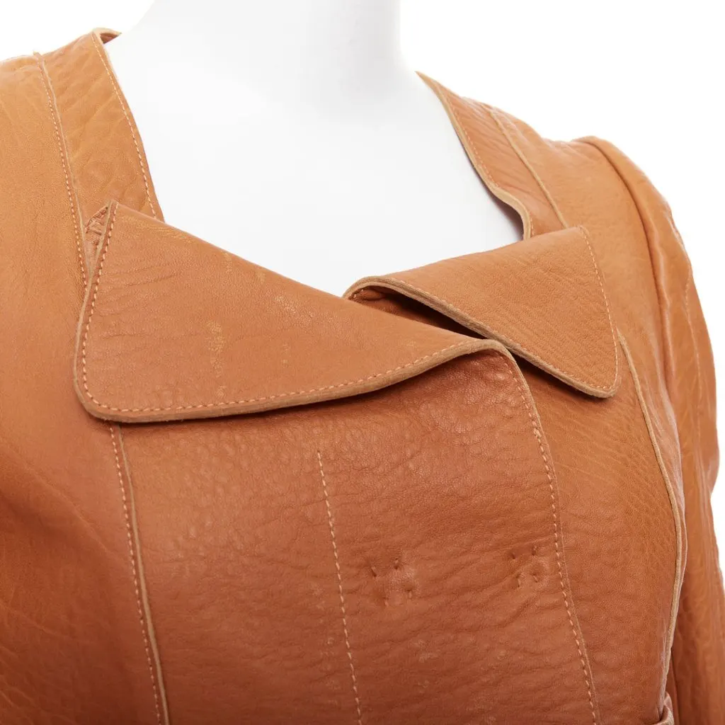 Carven Brown Leather Leather Jacket Brown Leather Good - Back View