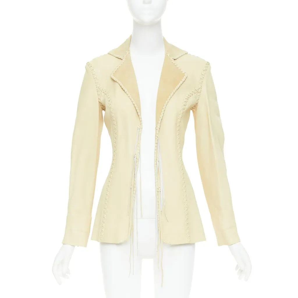 Ralph Lauren Beige Leather Leather Jacket Beige Leather Fair - Front View