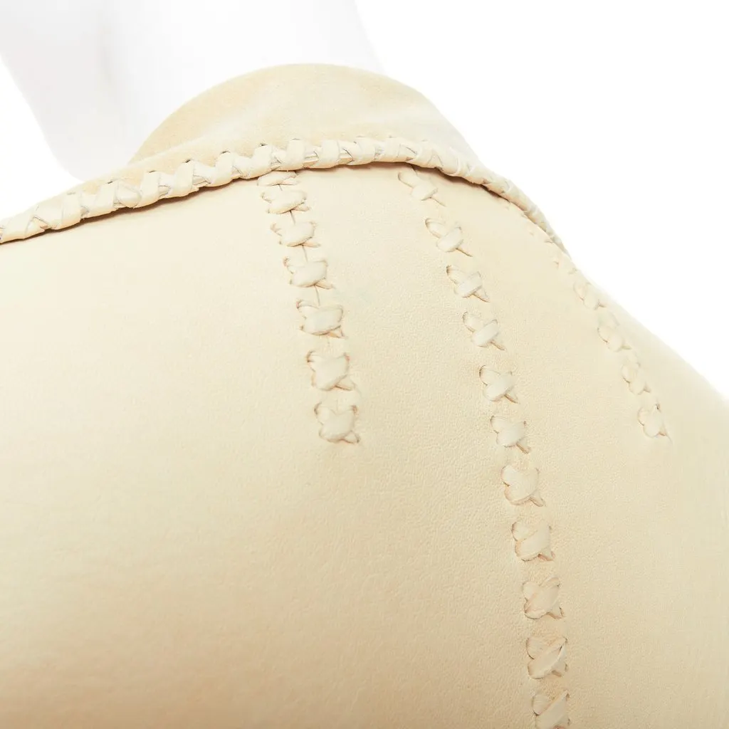Ralph Lauren Beige Leather Leather Jacket Beige Leather Fair - Back View