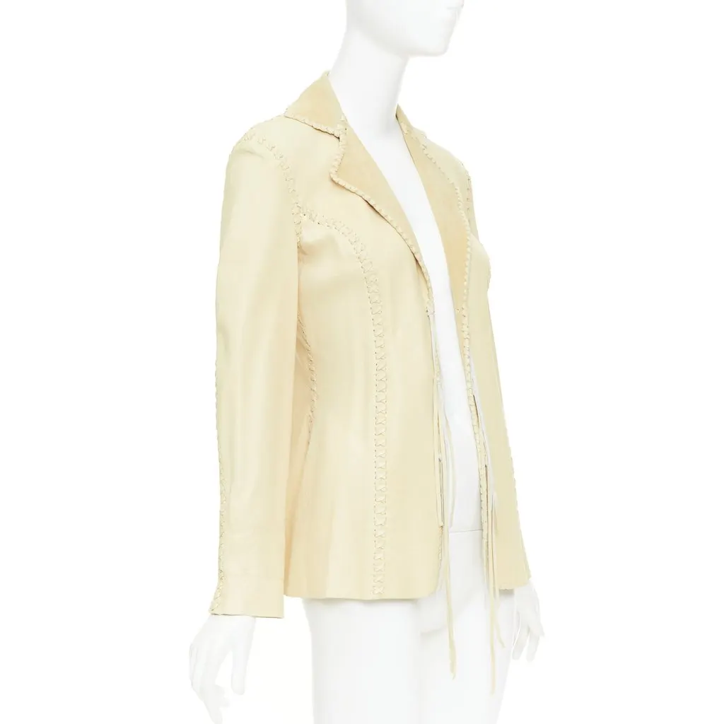 Ralph Lauren Beige Leather Leather Jacket Beige Leather Fair - Inside View
