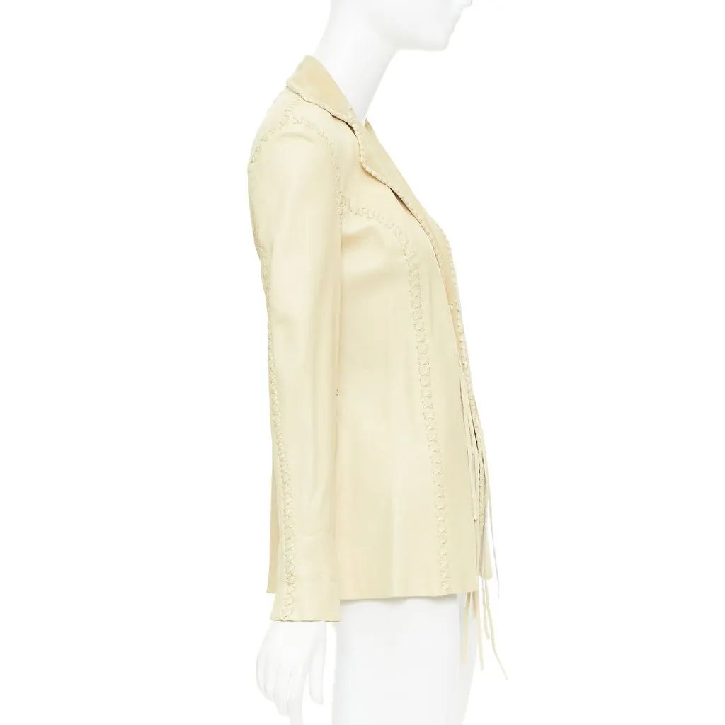 Ralph Lauren Beige Leather Leather Jacket Beige Leather Fair - Model View