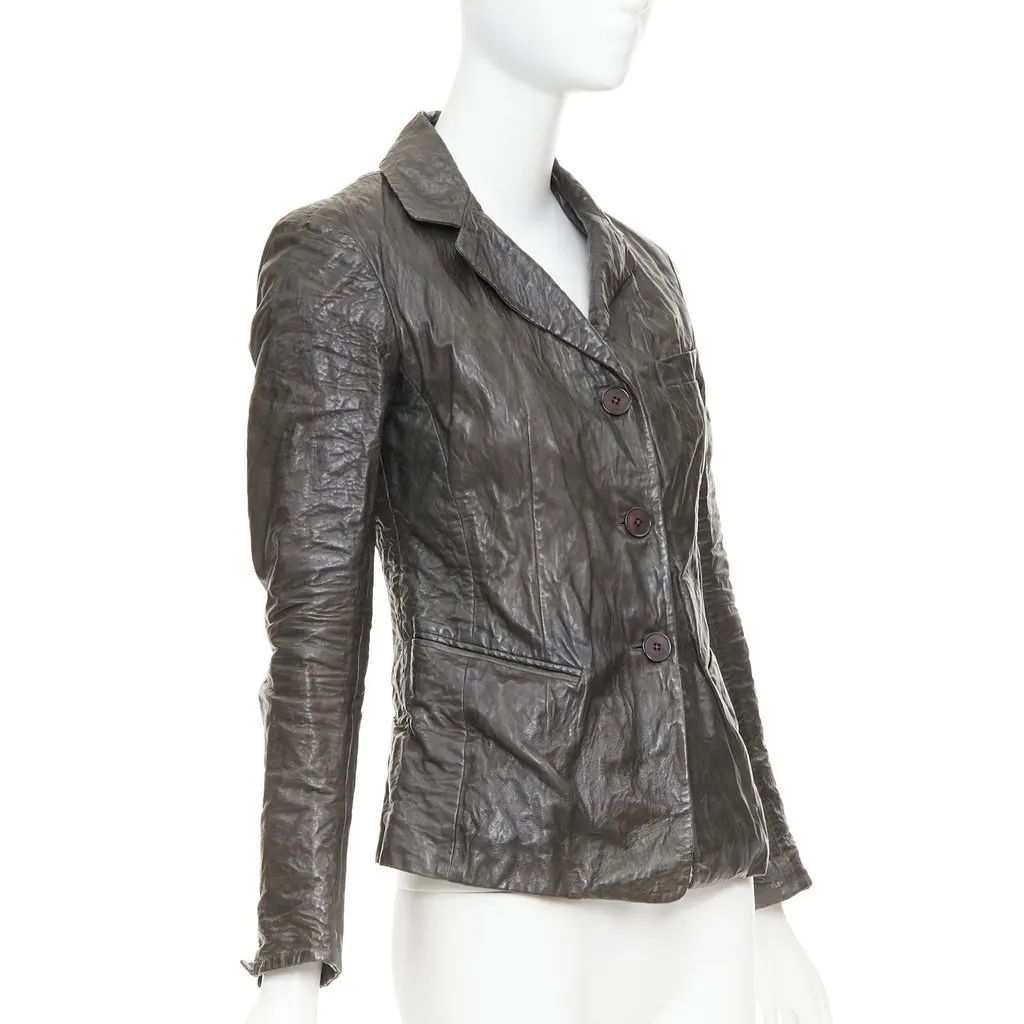 Donna Karan Brown Leather Leather Jacket Brown Leather Very good - Inside View