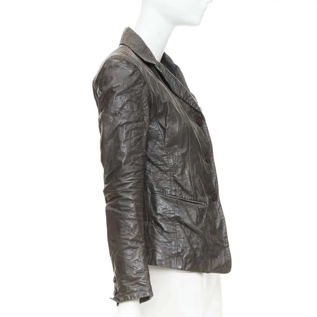 Donna Karan Brown Leather Leather Jacket Brown Leather Very good - Model View