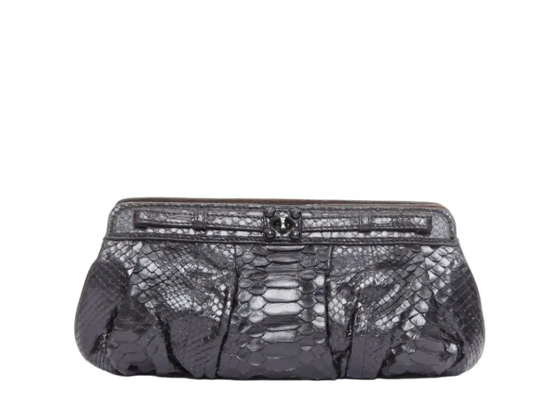 Zagliani Black Leather Handbag Black Leather Fair - Front View