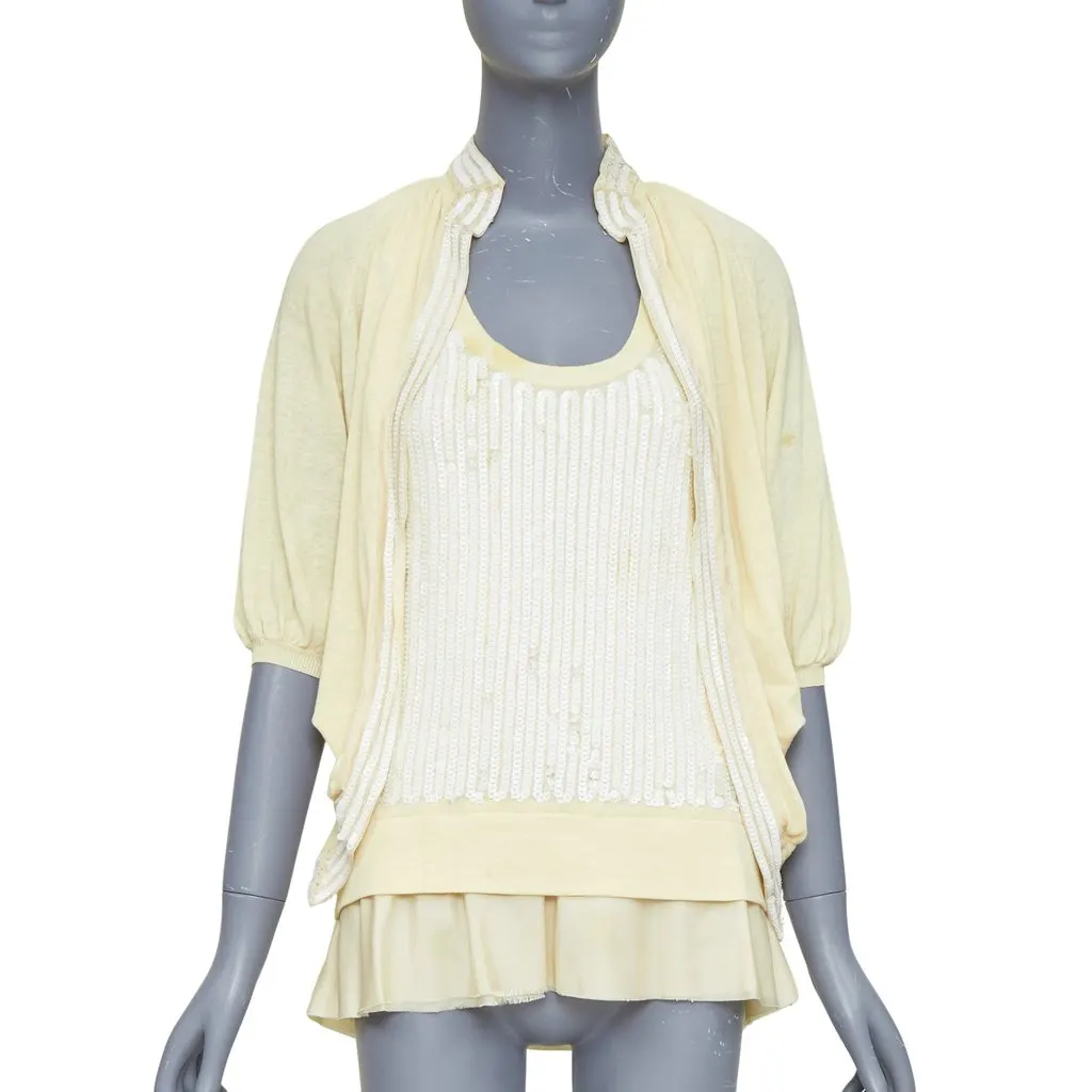 Sacai Ecru Cotton Knitwear Ecru Cotton Fair - Front View