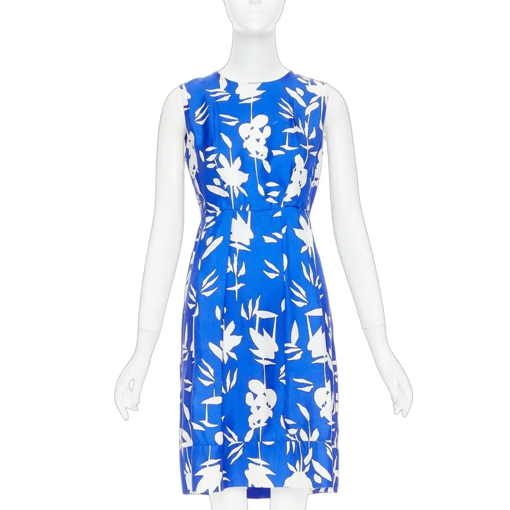 Marni Blue Silk Dress Blue Silk Fair - Front View