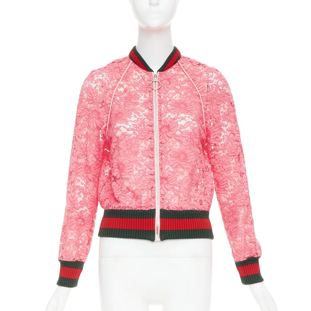 Gucci Pink Coat Pink Lace Very good - Front View