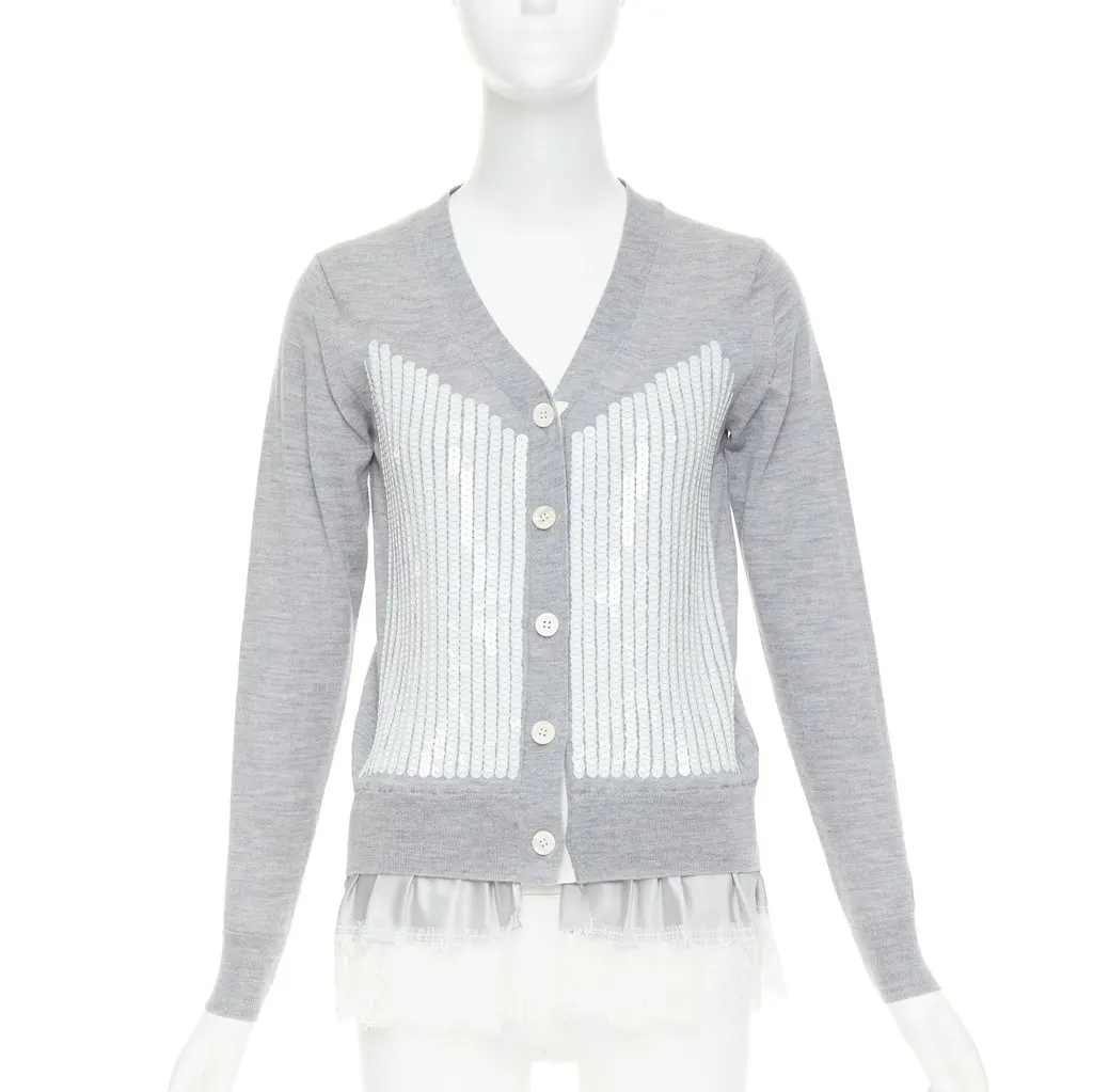 Sacai Grey Wool Knitwear Grey Wool Very good - Front View