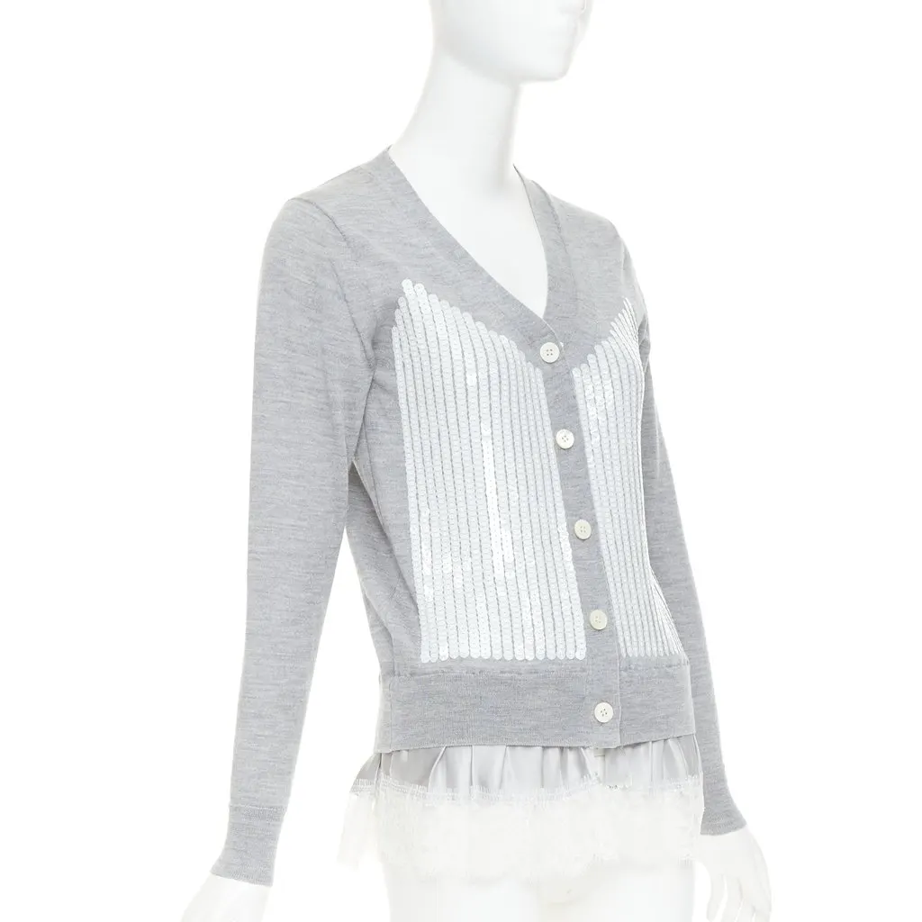 Sacai Grey Wool Knitwear Grey Wool Very good - Model View