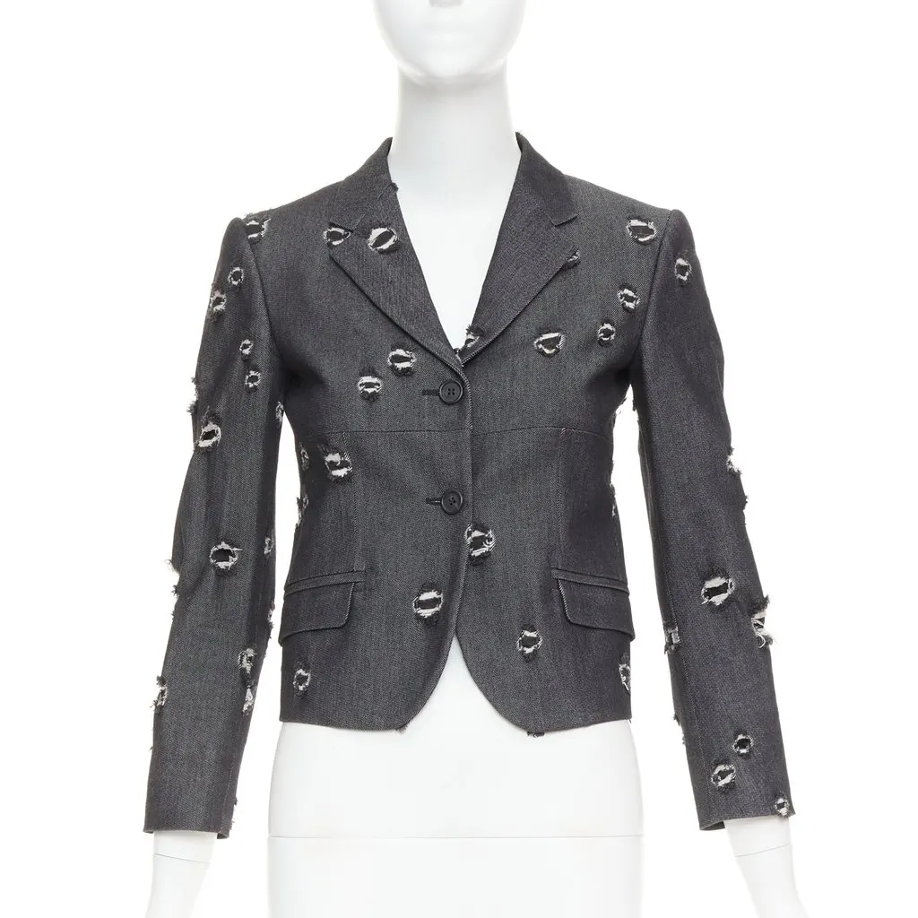 Miu Miu Grey Denim Jacket Grey Denim Very good - Front View