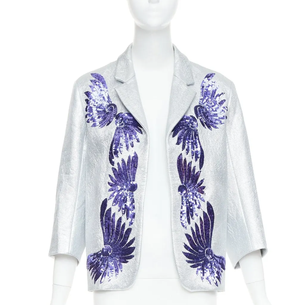 Dries Van Noten Silver Viscose Jacket Silver Viscose Very good - Front View
