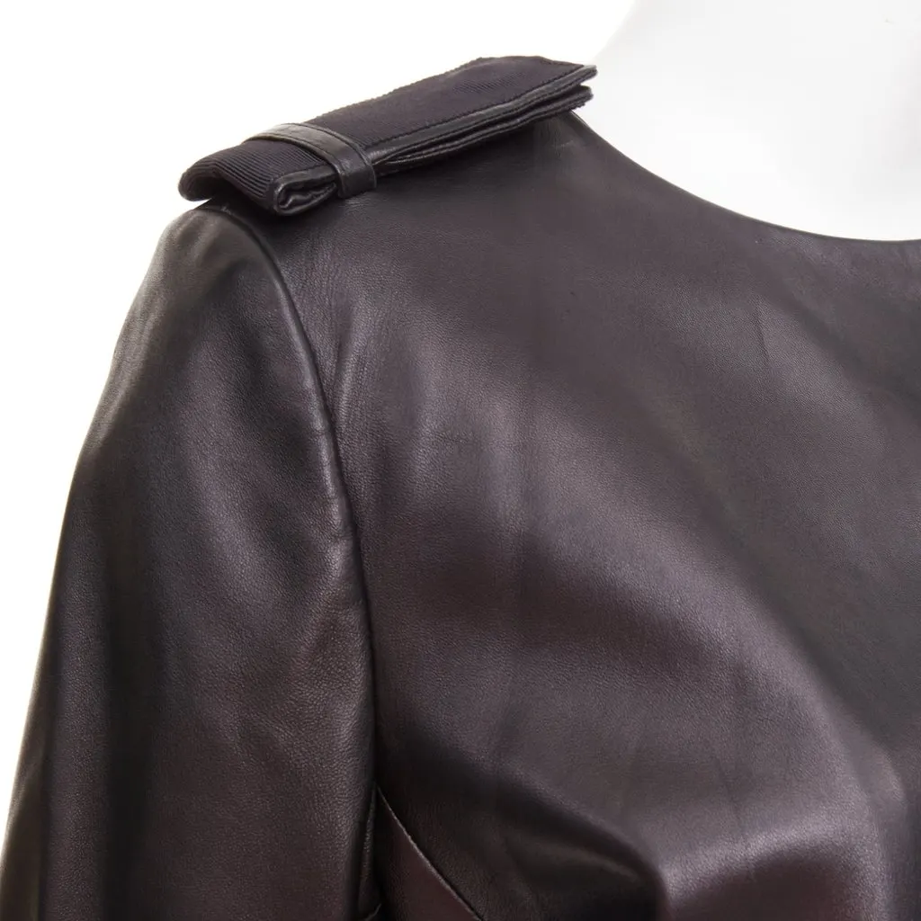 Prada Black Leather Leather Jacket Black Leather Fair - Back View