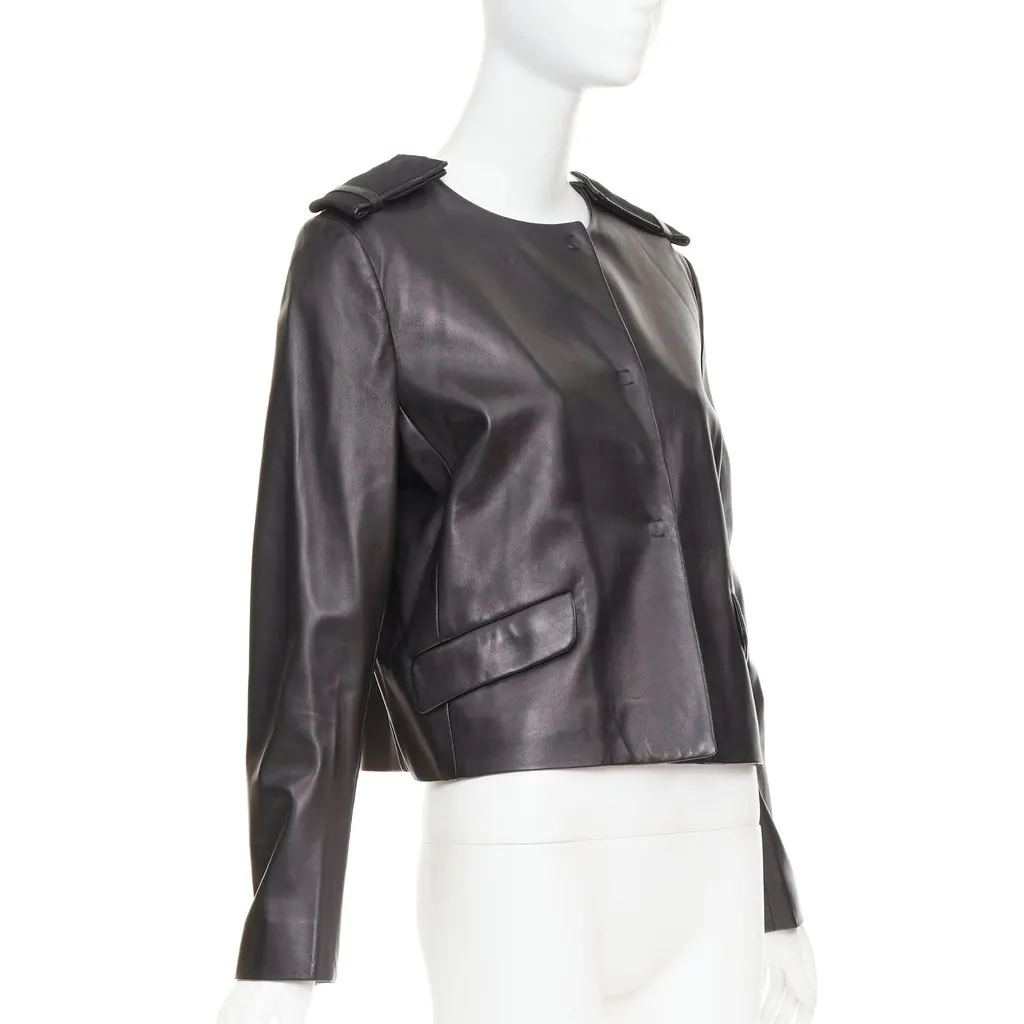 Prada Black Leather Leather Jacket Black Leather Fair - Inside View