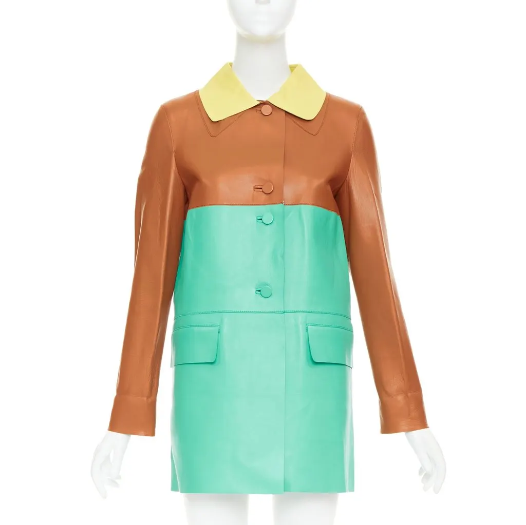 Marni Yellow Leather Leather Jacket Yellow Leather Good - Front View