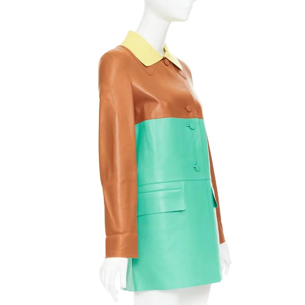 Marni Yellow Leather Leather Jacket Yellow Leather Good - Model View