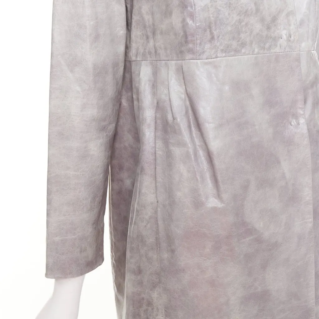 Miu Miu Grey Leather Leather Jacket Grey Leather Very good - Back View