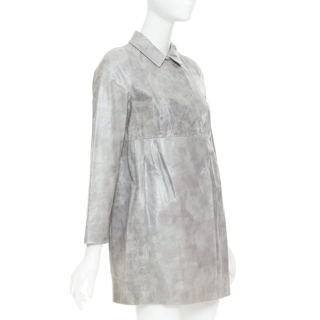 Miu Miu Grey Leather Leather Jacket Grey Leather Very good - Model View
