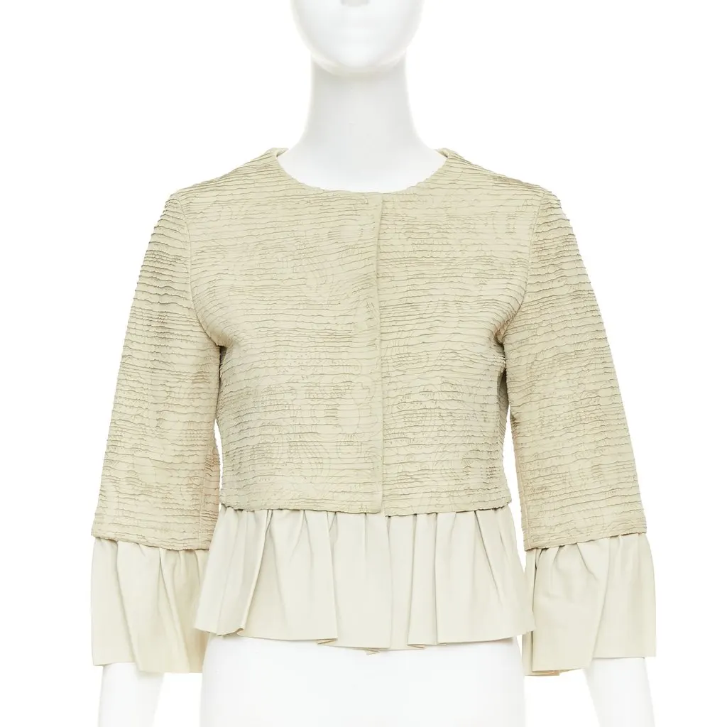 Valentino Beige Leather Leather Jacket Beige Leather Very good - Front View
