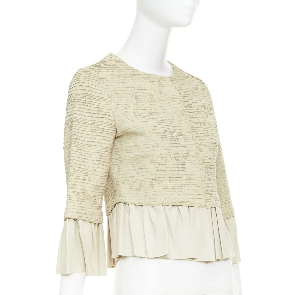 Valentino Beige Leather Leather Jacket Beige Leather Very good - Model View