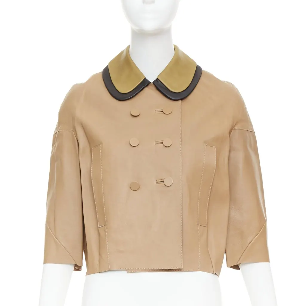 Marni Brown Leather Leather Jacket Brown Leather Very good - Front View