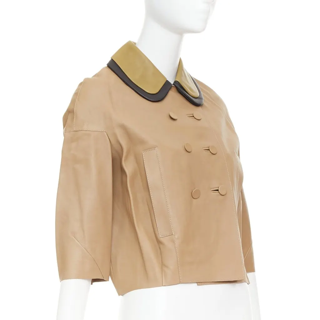 Marni Brown Leather Leather Jacket Brown Leather Very good - Model View