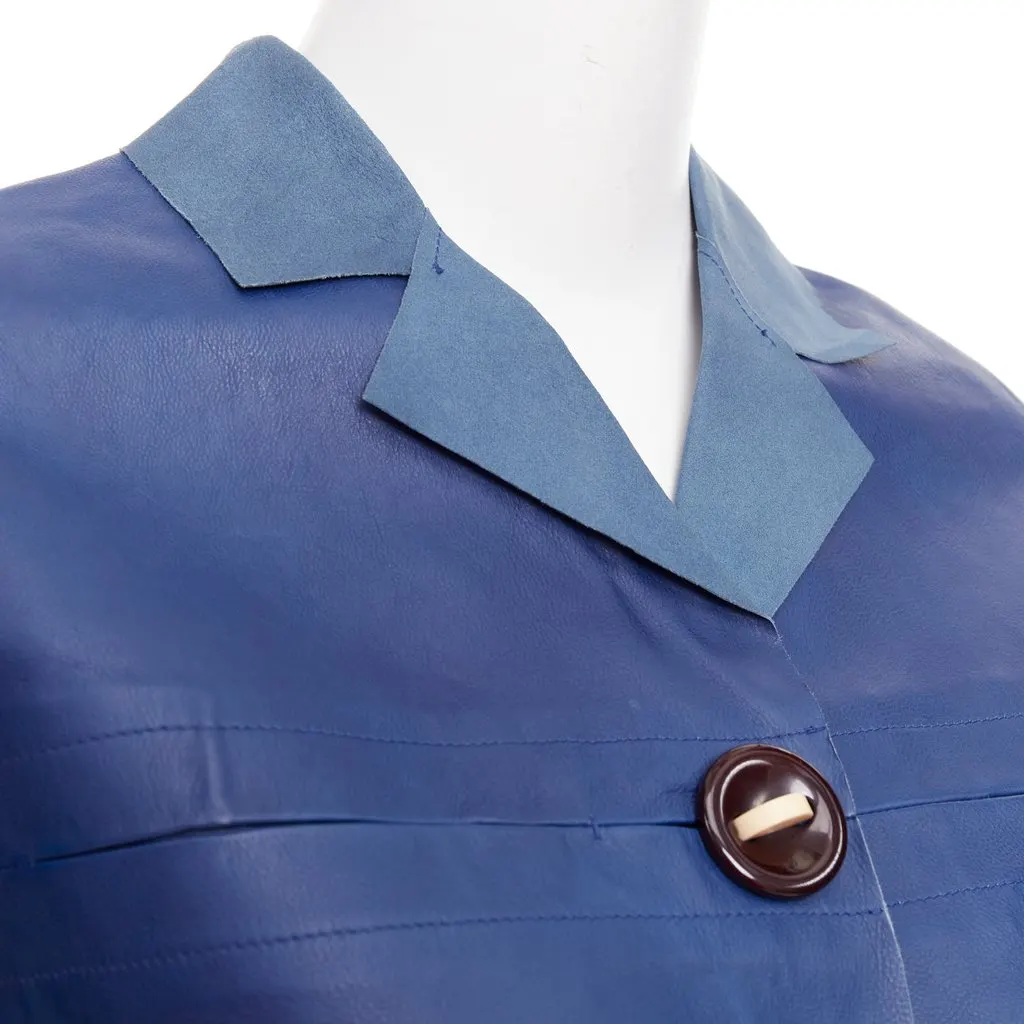 Marni Blue Leather Leather Jacket Blue Leather Very good - Back View