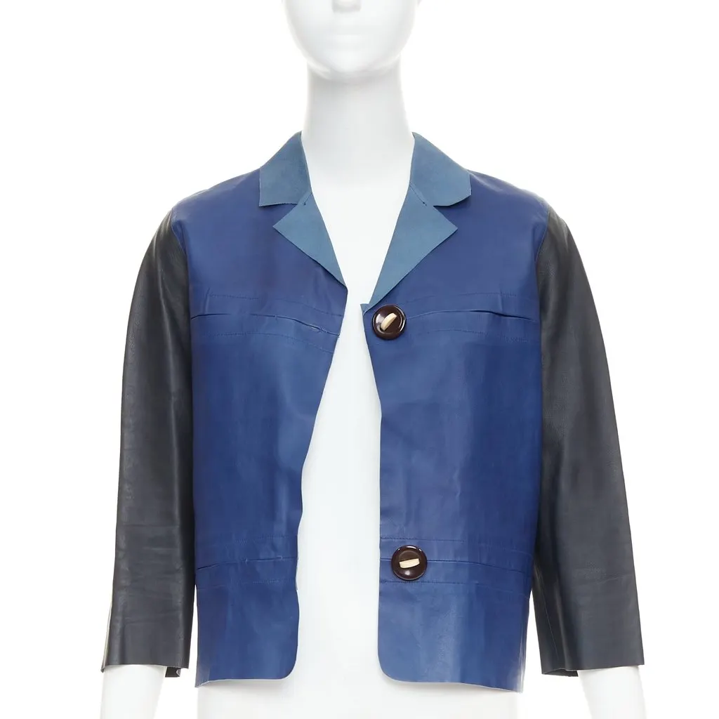 Marni Blue Leather Leather Jacket Blue Leather Very good - Inside View