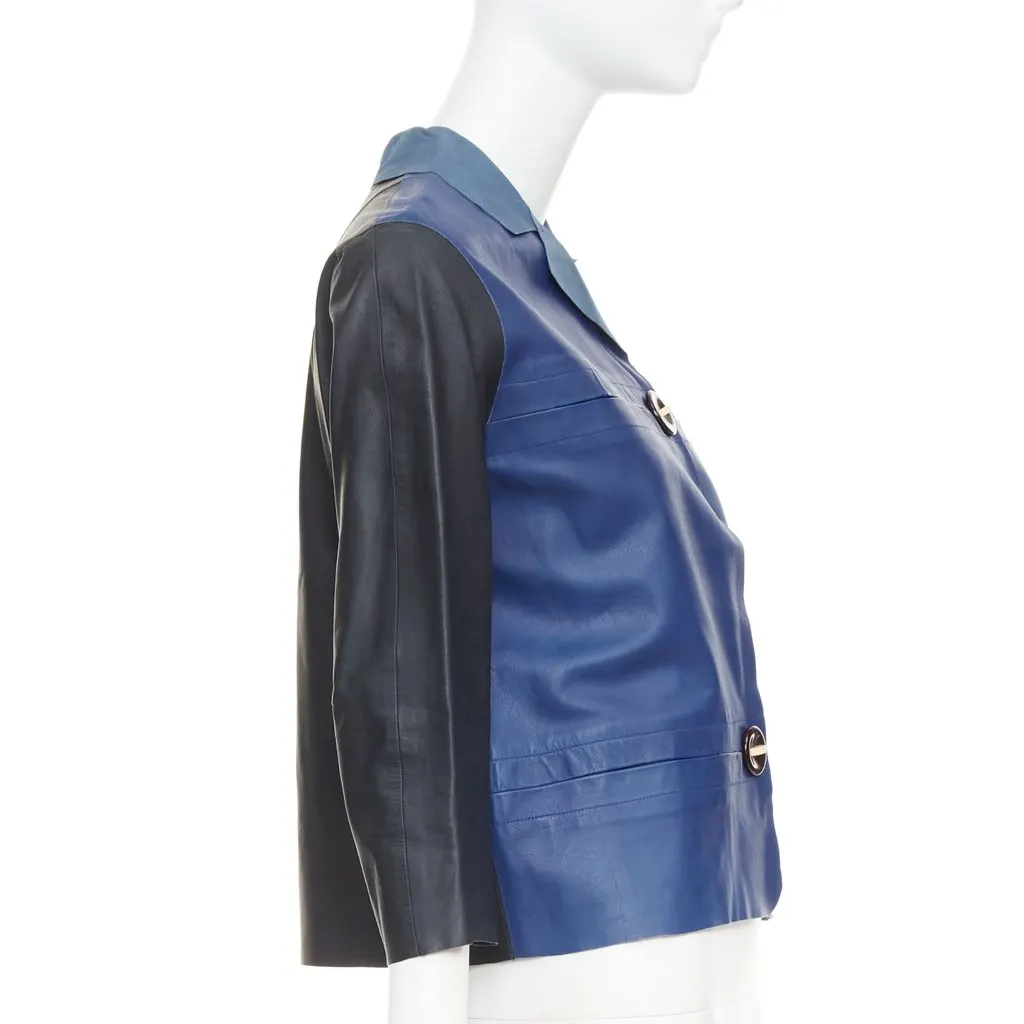 Marni Blue Leather Leather Jacket Blue Leather Very good - Box View